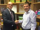 Daniel Wilkinson, Vitax’s md - welcoming new joint area sales manager Julian Franklin.